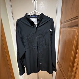 COLUMBIA PFG TAMIAMI Shirt Size XL Black Roll Tab Sleeve Vented Ripstop Fishing